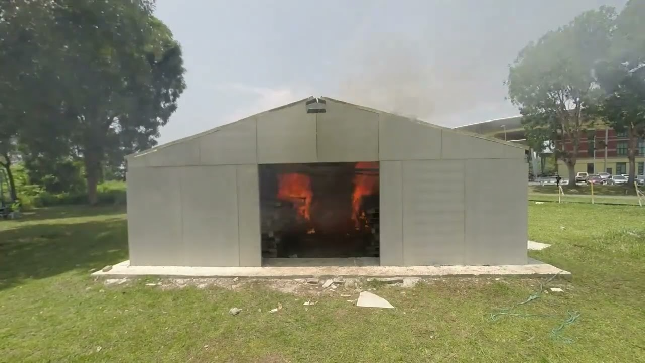 Truss portal frame in fire